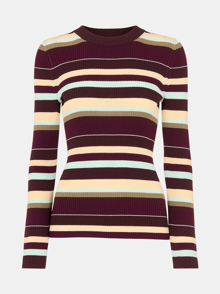 Whistles Multi Stripe Crew Neck Knit Jumper - Imagem 6 de 6