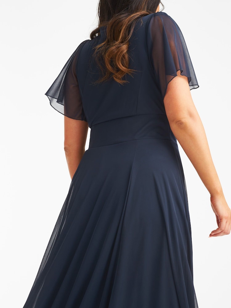 Marineblau - Scarlett & Jo – Kemi – Bolero-Maxikleid mit Wickeloberteil und Netzstoff - Bild 2 von 4 Marineblau - Scarlett & Jo – Kemi – Bolero-Maxikleid mit Wickeloberteil und Netzstoff - Bild 2 von 4