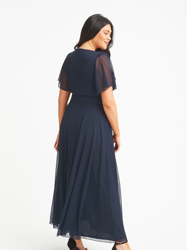 Marineblau - Scarlett & Jo – Kemi – Bolero-Maxikleid mit Wickeloberteil und Netzstoff - Bild 4 von 4 Marineblau - Scarlett & Jo – Kemi – Bolero-Maxikleid mit Wickeloberteil und Netzstoff - Bild 4 von 4
