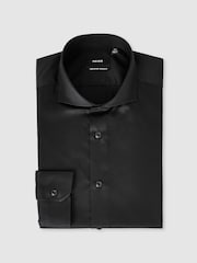 Reiss Black Slim Fit Double Cuff Two Fold Cotton Shirt - Image 2 of 7
