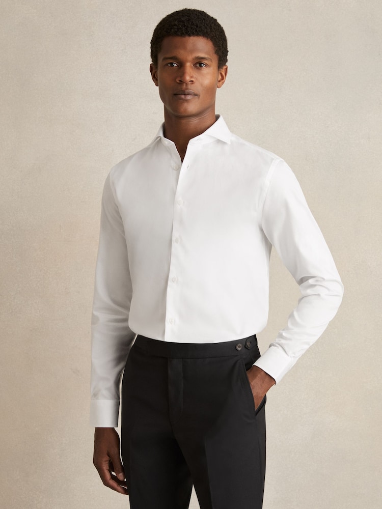 Белый - Reiss Storm Cotton-Twill Two-Fold Shirt - Изображение 1 из 8