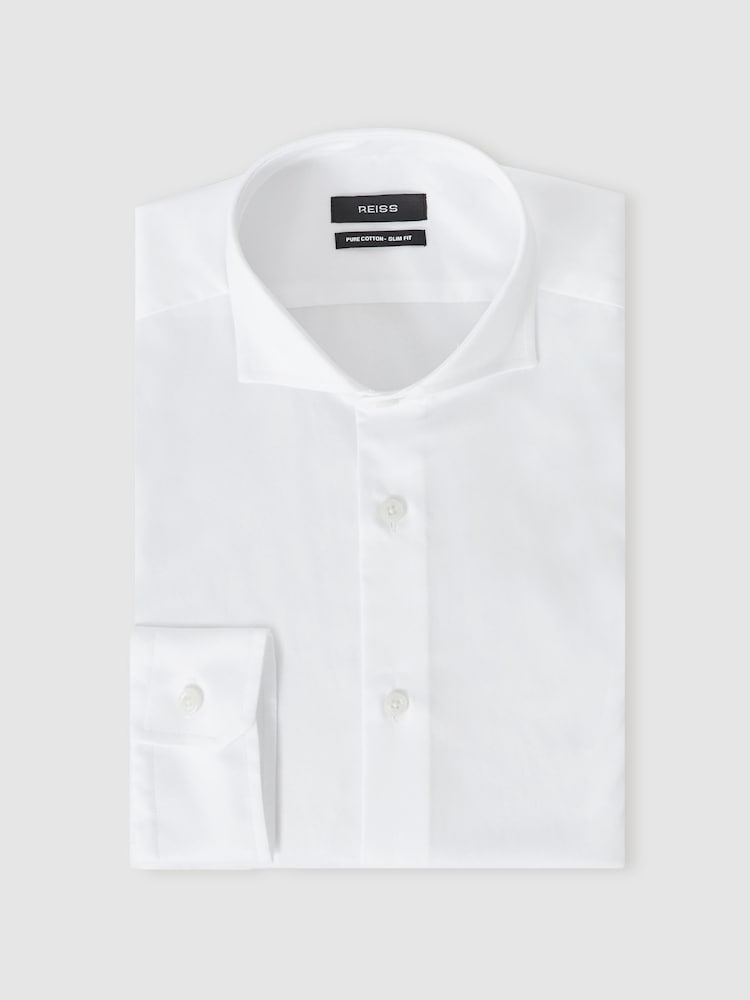 Белый - Reiss Storm Cotton-Twill Two-Fold Shirt - Изображение 2 из 8