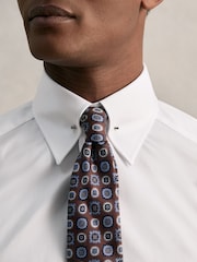 Reiss White Caldwell Slim Fit Cotton Pin Collar Shirt - Image 1 of 7
