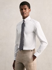 Reiss White Caldwell Slim Fit Cotton Pin Collar Shirt - Image 3 of 7