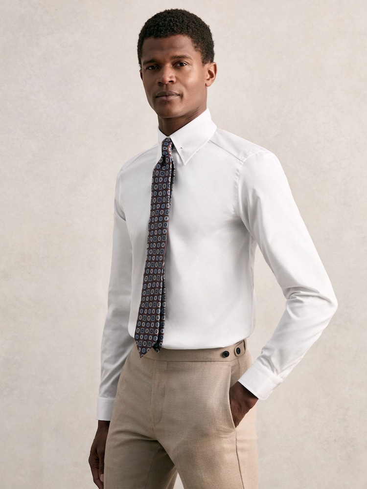 Reiss - White Slim Fit Cotton Pin Collar Shirt, 165