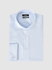 Reiss Soft Blue Storm Double-Cuff Two-Fold Cotton Shirt - Image 2 of 7