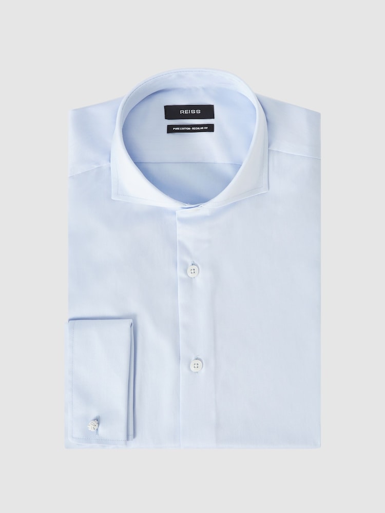 Reiss Soft Blue Storm Double-Cuff Two-Fold Cotton Shirt - Image 2 of 7