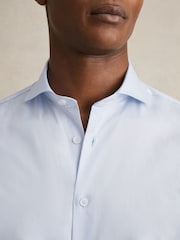 Reiss Soft Blue Storm Double-Cuff Two-Fold Cotton Shirt - Image 5 of 7