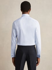 Reiss Soft Blue Storm Double-Cuff Two-Fold Cotton Shirt - Image 6 of 7