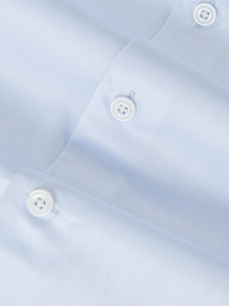 Reiss Soft Blue Storm Double-Cuff Two-Fold Cotton Shirt - Image 7 of 7
