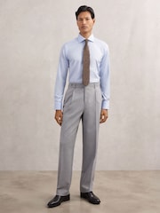 Reiss Soft Blue Bishopsgate Slim Fit Cotton-Tencel Stretch Shirt - Image 3 of 8