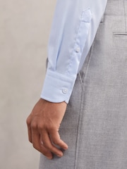 Reiss Soft Blue Bishopsgate Slim Fit Cotton-Tencel Stretch Shirt - Image 4 of 8