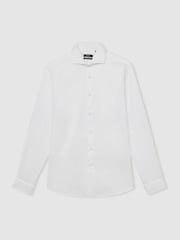 Reiss White Slim Fit Double Cuff Two Fold Cotton Shirt - Image 2 of 6