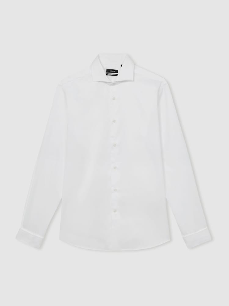 Reiss White Slim Fit Double Cuff Two Fold Cotton Shirt - Image 2 of 6