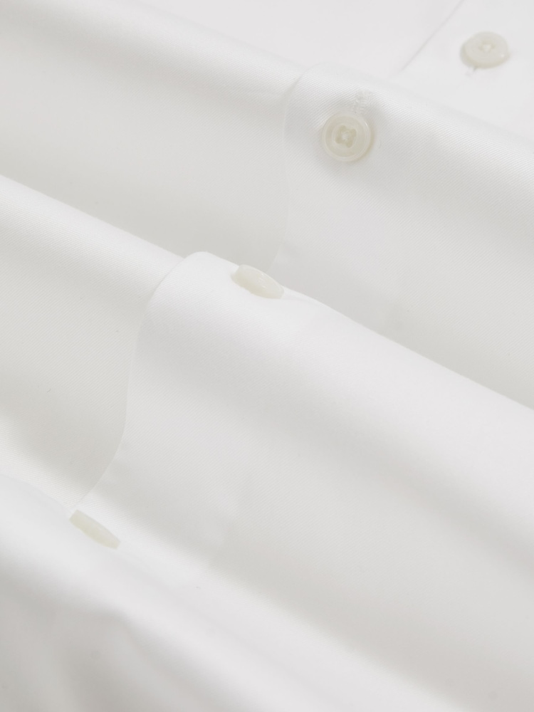 Reiss White Slim Fit Double Cuff Two Fold Cotton Shirt - Image 6 of 6