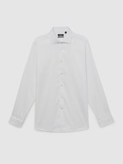 Reiss White Remote Slim Fit Cotton Satin Double Cuff Shirt - Image 1 of 1