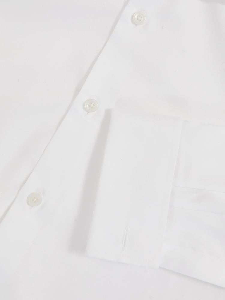 Reiss White Remote Slim Fit Cotton Satin Double Cuff Shirt - Image 6 of 6