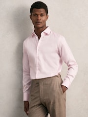 Reiss Pink Remote Reg Cotton Satin Cutaway Collar Shirt - Image 1 of 7