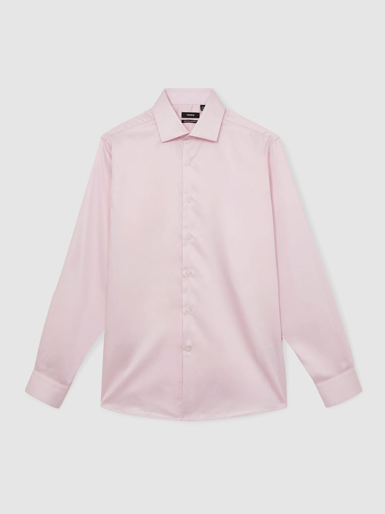 Reiss Pink Remote Reg Cotton Satin Cutaway Collar Shirt - Image 2 of 7