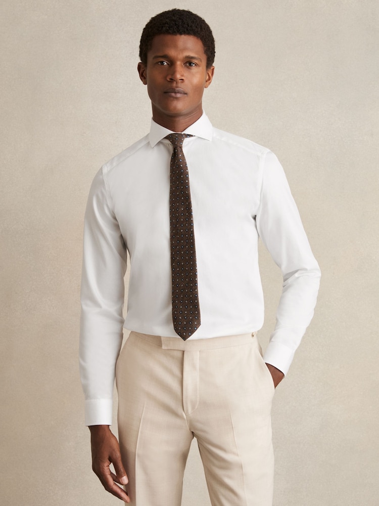 Reiss White Storm Slim Slim Fit Cotton-Twill Two-Fold Shirt Slim-Fit - Image 1 of 8