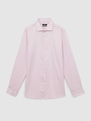 Reiss Pink Remote Slim Fit Cotton Satin Double Cuff Shirt - Image 2 of 7
