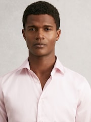 Reiss Pink Remote Slim Fit Cotton Satin Double Cuff Shirt - Image 5 of 7