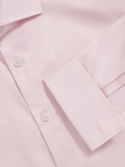 Reiss Pink Remote Slim Fit Cotton Satin Double Cuff Shirt - Image 7 of 7