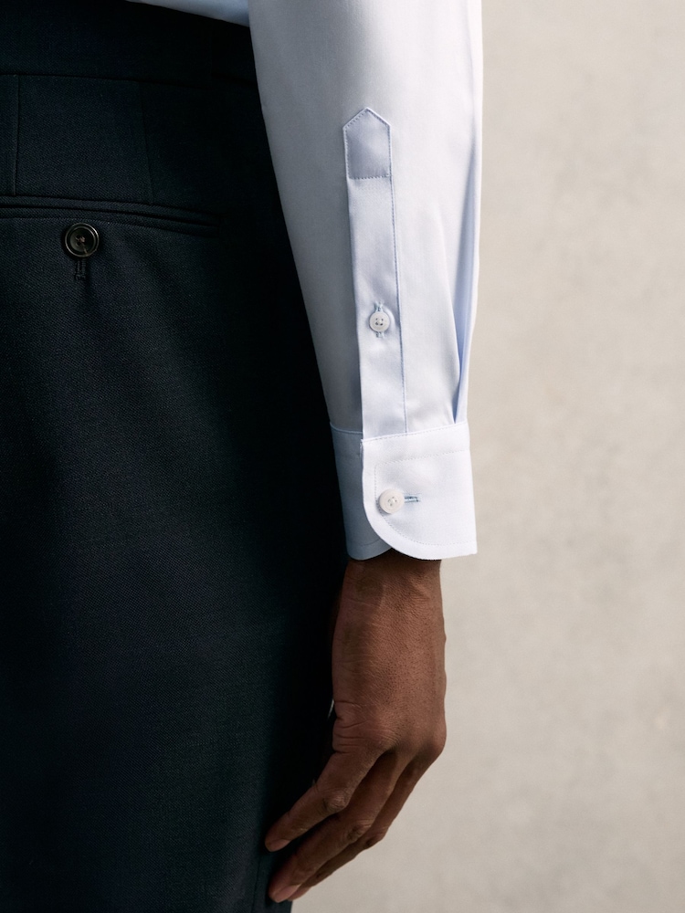 pin collar dress shirt White Slim-Fit from Edward Sexton less construction White 60's Poplin Collar Pin