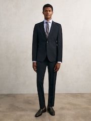 Reiss Mid Blue Remote Slim Fit Cotton Satin Double Cuff Shirt - Image 7 of 8