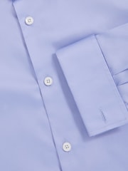 Reiss Mid Blue Remote Slim Fit Cotton Satin Double Cuff Shirt - Image 8 of 8