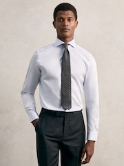 Reiss Mid Blue Remote Reg Cotton Satin Cutaway Collar Shirt - Image 3 of 7