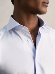 Reiss Mid Blue Remote Reg Cotton Satin Cutaway Collar Shirt - Image 4 of 7