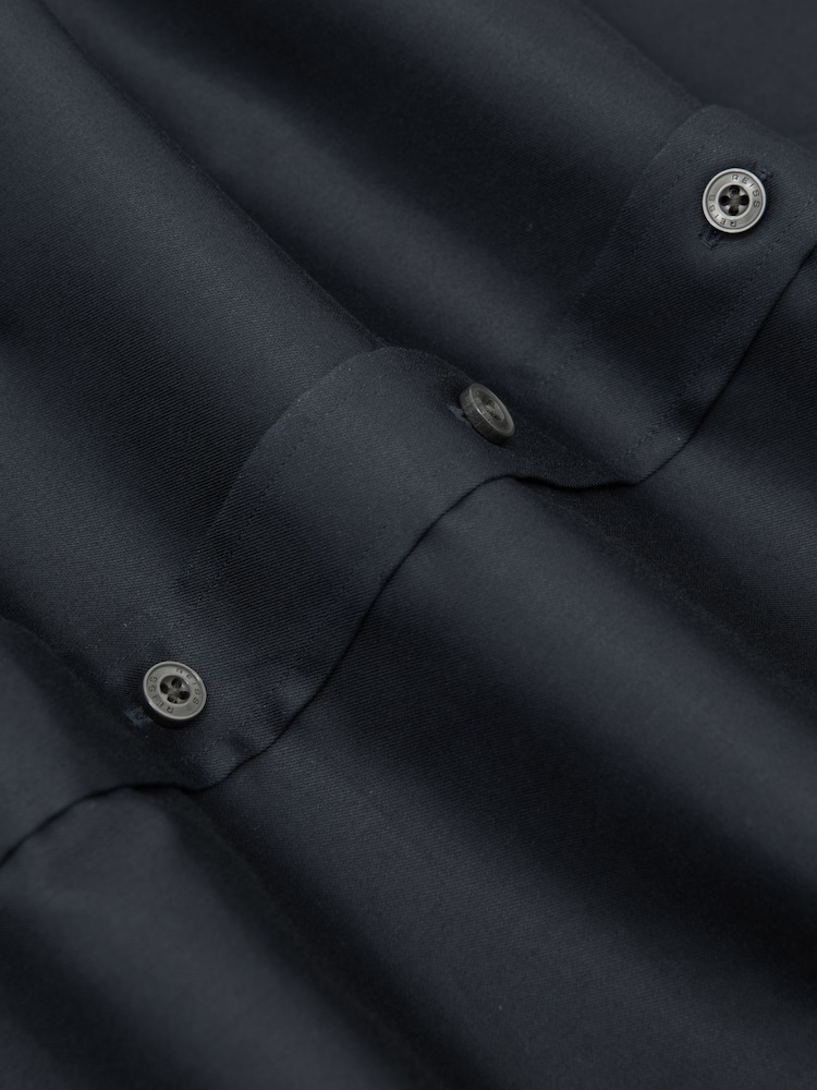 Reiss Navy Bishopsgate Regular Fit Stretch Double-Cuff Shirt Cotton-Blend - Image 7 of 7 Reiss Navy Bishopsgate Regular Fit Stretch Double-Cuff Shirt Cotton-Blend - Image 7 of 7
