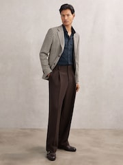 Azul marino - Corte slim - Reiss Bishopsgate Cotton-Tencel Stretch Double Cuff Shirt - Imagen 3 de 8