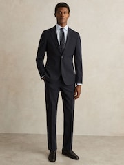 Reiss Navy Promise Wool-Blend Single-Breasted Suit Blazer Slim-Fit - Image 1 of 6