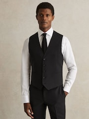 Reiss Black Promise Wool-Blend Slim-Fit Waistcoat - Image 1 of 6