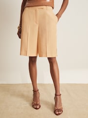 Naranja - Reiss Lina Atelier Side-Zip Tailored Shorts With Linen - Imagen 5 de 7