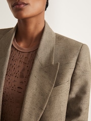 Reiss Grey Lina Atelier Double-Breasted Suit Jacket With Linen - Image 6 of 7