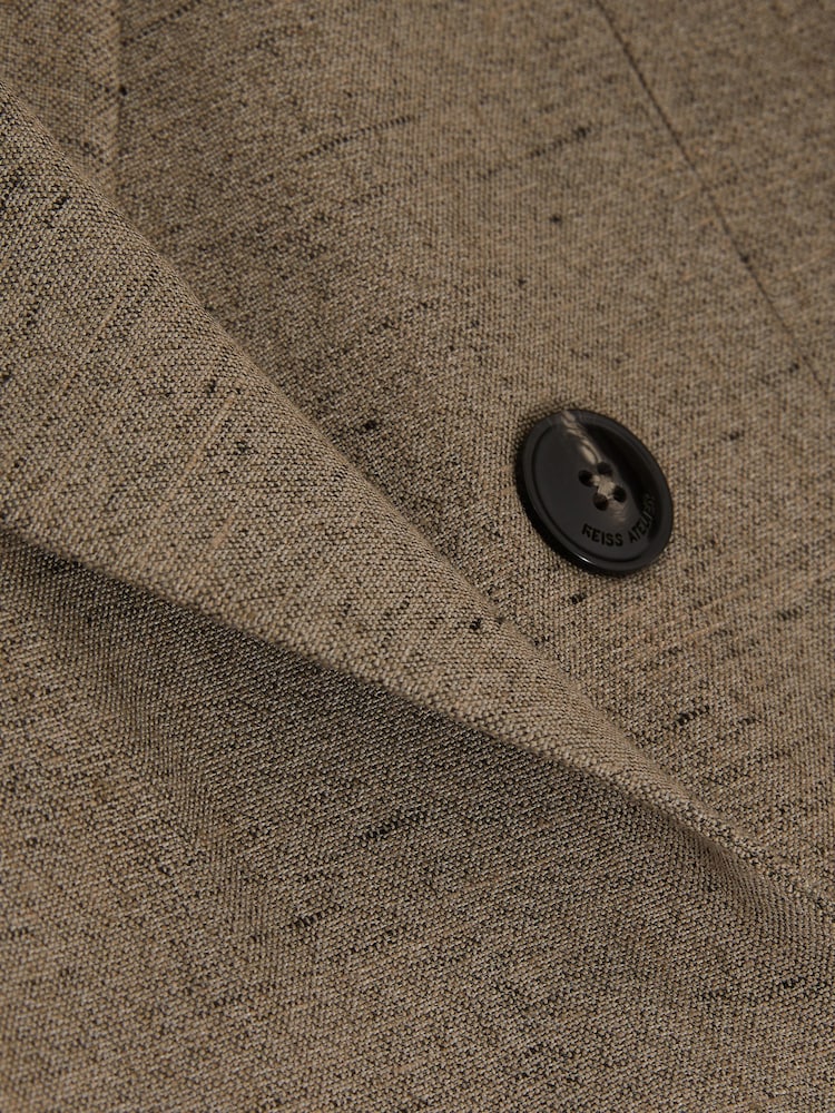 Reiss Grey Lina Atelier Double-Breasted Suit Jacket With Linen - Image 7 of 7