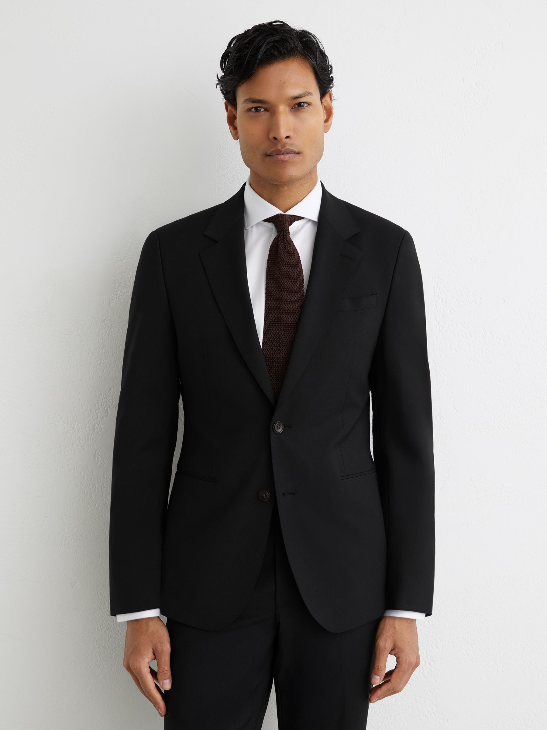 Pledge Suits Buy Reiss Black Promise Tailored Fit Wool-Blend Single-Breasted Suit ...