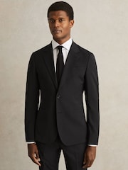Черный - Однобортный пиджак из шерсти Blend зауженного кроя Reiss Promise - Изображение 1 из 9