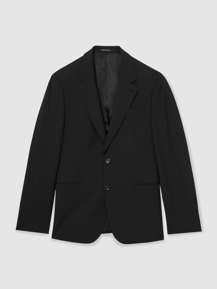 Черный - Однобортный пиджак из шерсти Blend зауженного кроя Reiss Promise - Изображение 2 из 9