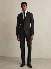 Черный - Однобортный пиджак из шерсти Blend зауженного кроя Reiss Promise - Изображение 3 из 9
