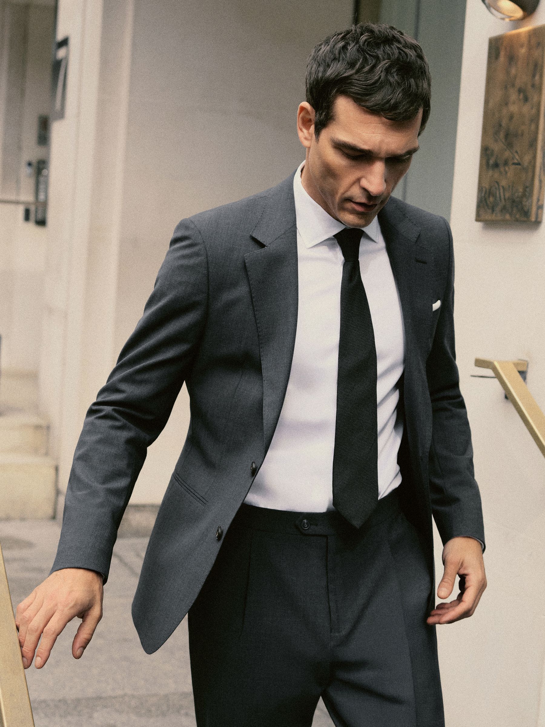 Pledge Suits Buy Reiss Grey Promise Tailored Fit Wool-Blend Single-Breasted Suit ...