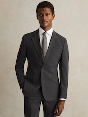 Reiss Grey Promise Wool-Blend Single-Breasted Suit Blazer Slim-Fit - Image 1 of 8