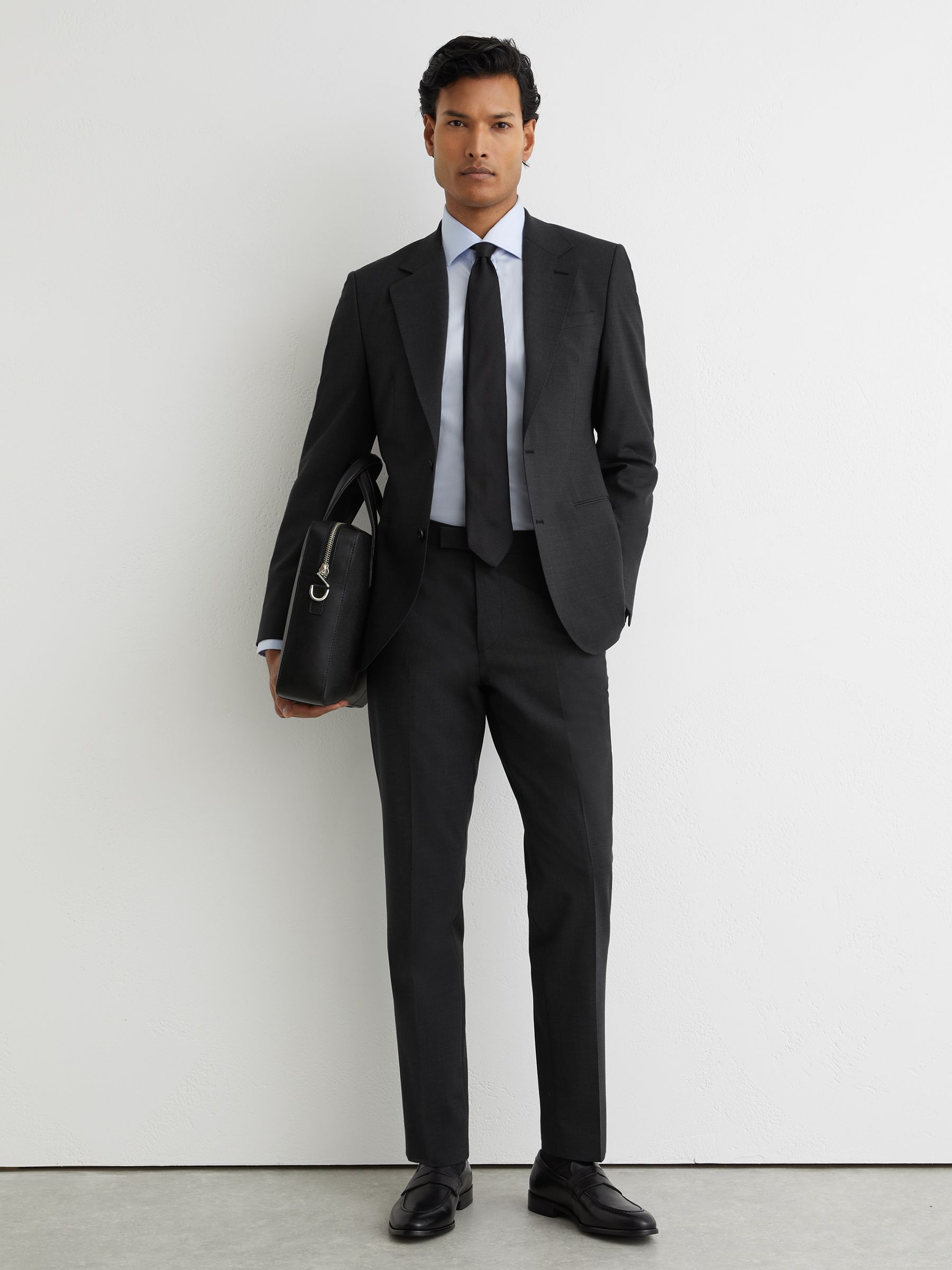 Pledge Suits Buy Reiss Grey Promise Tailored Fit Wool-Blend Single-Breasted Suit ...