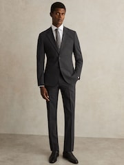 Reiss Grey Promise Wool-Blend Single-Breasted Suit Blazer Slim-Fit - Image 3 of 8