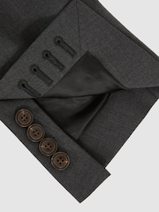 Reiss Grey Promise Tailored-Fit Wool-Blend Single-Breasted Suit Blazer - Image 9 of 10