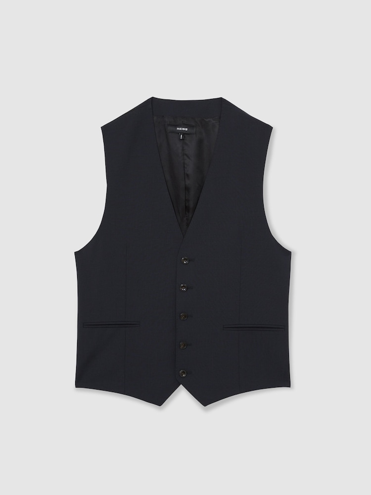 Reiss Navy Promise Wool-Blend Slim-Fit Waistcoat - Image 2 of 7