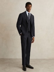 Reiss Navy Promise Wool-Blend Slim-Fit Waistcoat - Image 3 of 7
